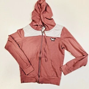 PINK by Victoria’s Secret women’s Hoodie Sz XS TP. Pink w White w satin “Love Pi - Picture 1 of 3