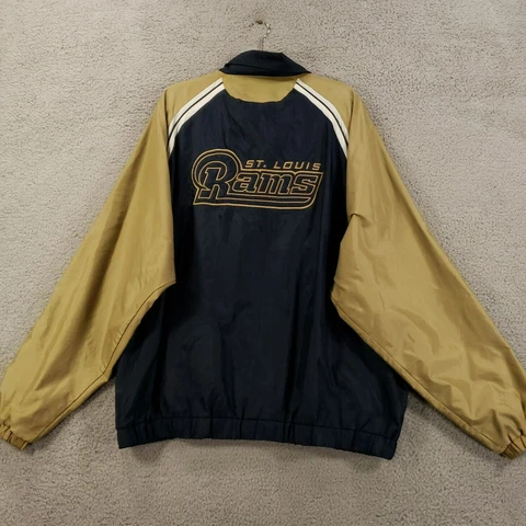 Nfl St. Louis Rams Jacket Mens 2XL Blue And Gold Full Zip Windbreaker XXL Cover