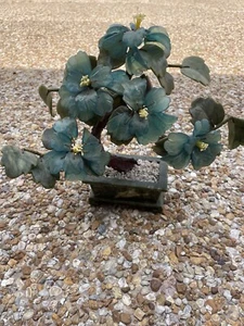 Carved Jade Sculpture Flower Tree Home Decor  - Picture 1 of 14
