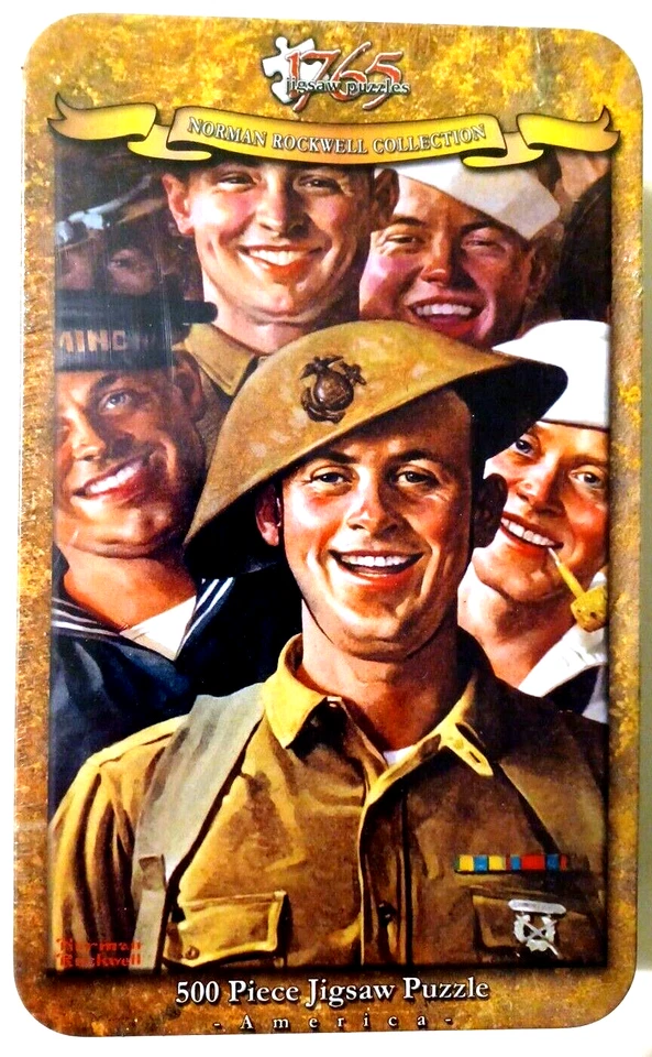 1765 Norman Rockwell Military Jigsaw Puzzle in Collector Tin 500 Pieces