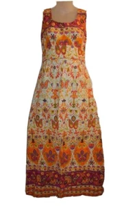 vintage LEE STEVENS cotton BATIK print Hippy Garden Party  DRESS m - Picture 1 of 1