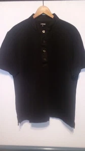 J. PETERMAN Mens Lg Black Banded Collar 1/2 Button Knit Shirt Cotton - Picture 1 of 11