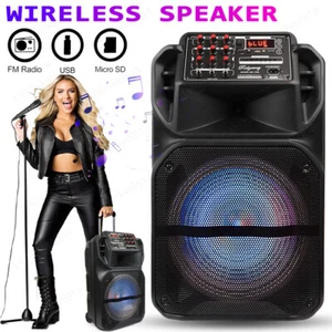 15" 12" 5000W Przenośny głośnik Bluetooth Subwoofer Heavy Bass Sound PA System FM - Zdjęcie 1 z 14