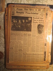 Baseball History Newspaper ROBERTO CLEMENTE 1973 KILLED IN PLANE CRASE AIDING QU - Picture 1 of 1