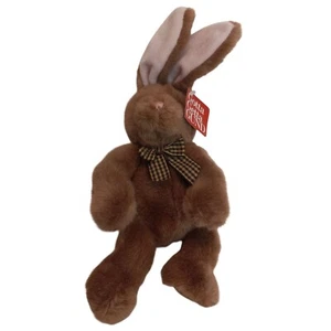 Juguete suave de peluche Gund Rudy Bunny marrón orejas largas arco a cuadros NUEVO - Imagen 1 de 7