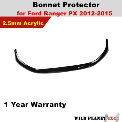 Bonnet Protector fits Ford Ranger PX1 MK1 05/2012-2015 Tint Guard Black - Image 1 of 2