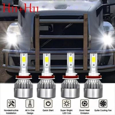 Combo LED Headlight Bulbs For 2004-2015 Volvo VNL Semi Truck High Low Beam Kits - Image 1 of 4