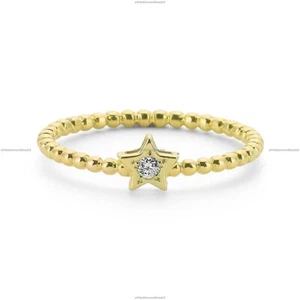 14k Yellow Gold Natural Diamond Star Gold Art Deco Engagement Ring For Women - Picture 1 of 7