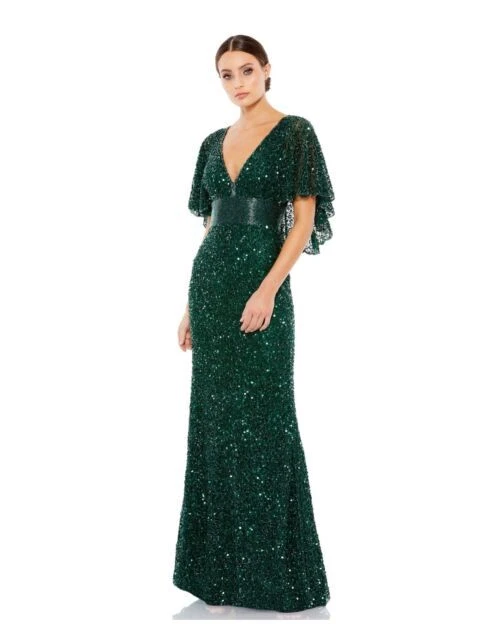 Mac Duggal 4808 Womens Sleeve - Green