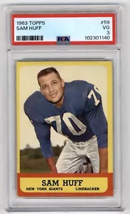 1963 Topps Sam Huff #59 PSA 3 West Virginia Mountaineers/New York Giants - Picture 1 of 2
