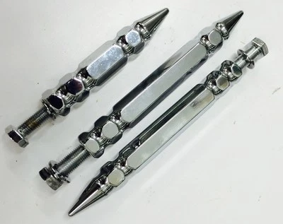 NOS 复古 CHROME SPIKE FOOTPEGS 哈雷胜利脚钉 经典高速公路换档 — 第 1/2 张图片