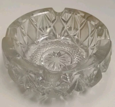 Винтажная/новая немецкая свинцовая хрустальная пепельница ручной огранки Imperlux 6 дюймов миска для корма для кошек/собак - Изображение 1 из 4