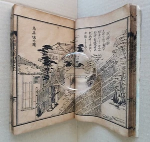 c.1800 Antique Japanese Woodblock Print Garden Design Book by Akisato Rito - Picture 1 of 24