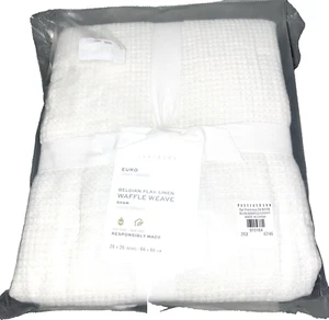 "Almohada Pottery Barn blanca EURO CUADRADA tejido waffle lino falso 26x26"" NUEVA - Imagen 1 de 7