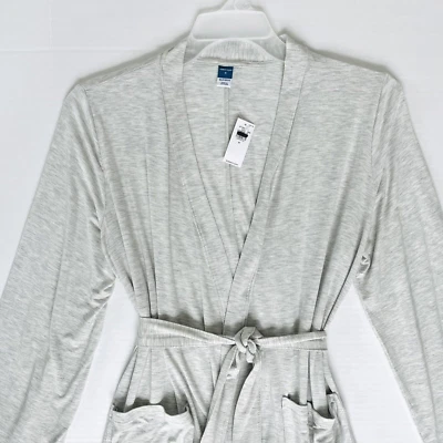 Antigua Bata Azul Marino Para Mujer Mediana Domingo Dormir Corbata Cintura Modal Elastizada Gris LEER Foto 1 de 4