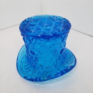 Fenton Glass Colonial Blue Daisy and Button Top Hat Home Decor, 3" - Picture 1 of 6