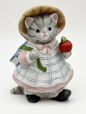 1988 Schmid Kitty Cucumber Back To School Vintage Porcelain Figurine - Image 1 of 4