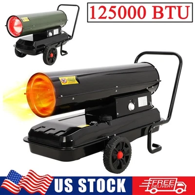 便携式柴油煤油强制空气加热器 125000 BTU 室内室外 6.9 加仑储罐 — 第 1/4 张图片