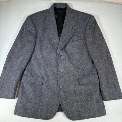 Pendleton Tweed 40R blazer Jacket Sport Suit Coat Wool Herringbone Gray Vintage - Image 1 of 4