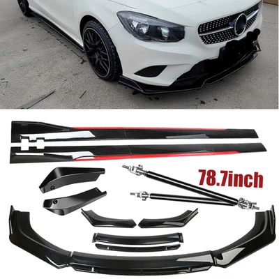 Glossy Black Front Bumper Lip Splitter +Side Skirts Rear For Mercedes-Benz CLA Foto 1 de 4
