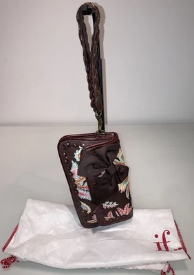 AUTÉNTICO RARO VINTAGE ISABELLA FIORE LENTEJUELAS PAISLEY/CUERO/MUÑECA/EMBRAGUE ¡¡NUEVO SIN ETIQUETAS!!! Foto 1 de 4