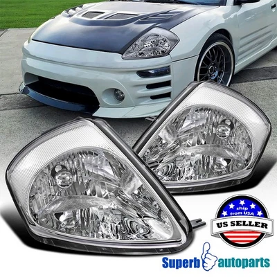 Fits 2000-2005 Mitsubishi Eclipse Headlights Front Head Lamps 00-05 Pair Foto 1 de 4