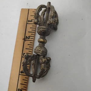 Very Old Bronze Tibetan Vajra Or Dorge Buddhism Zen Spiritual Enlightenment B 26 - Picture 1 of 2