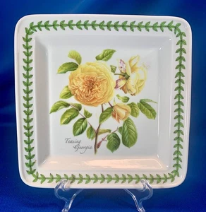 PORTMERION FINE PORCELAIN SQUARE PLATE YELLOW ROSES TEASING GEORGIA - Picture 1 of 4