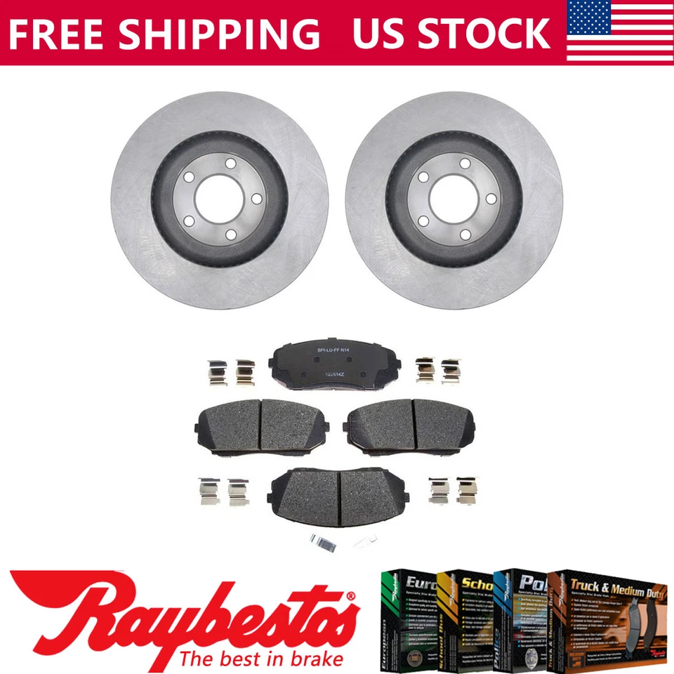 Rotores de freno delanteros + pastillas de freno de cerámica y herrajes para Lincoln MKX 2008-2015 Foto 1 de 4