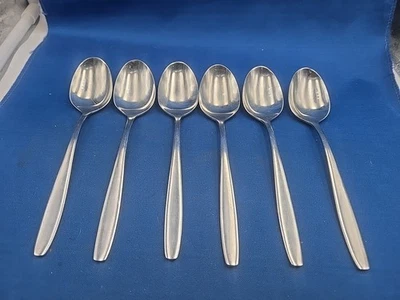Lot of 6 WMF Cromargan ACTION Stainless Oval Soup Spoons 7 3/8" - Image 1 of 4
