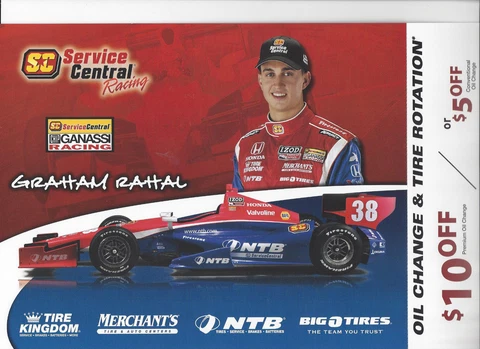 2012 GRAHAM RAHAL "NTB" #38  IZOD INDY CAR SERIES HANDOUT / POSTCARD Cover