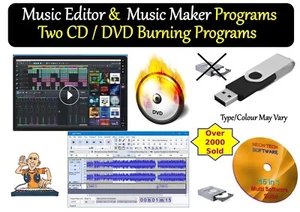 Music Maker + Music Editor + 2 CD DVD Burning Suite Software Win 7-11 on USB DVD - Picture 1 of 5
