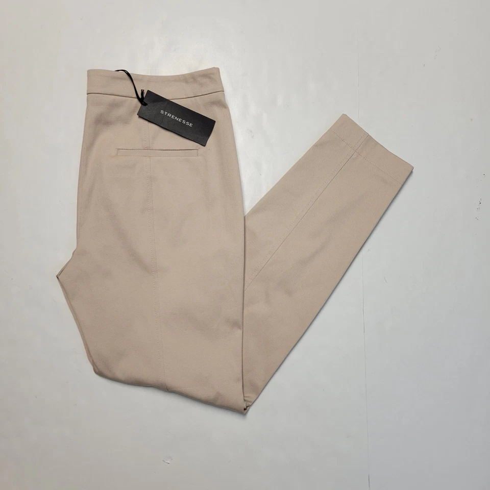 Nuevo $360 Pantalones Strenesse Para Mujer Trigo Beige 34x30 Algodón Elástico Cremallera Lateral Foto 1 de 4