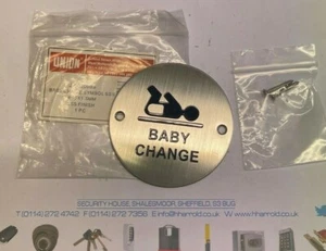 UNION Satin Stainless Steel Round Door Signs PUSH PULL BABY CHANGE SHOWER MALE - Picture 1 of 10
