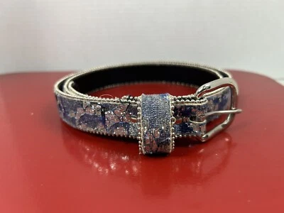 Vintage 90s Blue Sparkly Glittery Lace Beaded Statement Belt Womens Size M Retro - Image 1 of 4