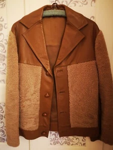 SELTENE Vintage Herren LEDERJACKE MIT LAMMFELLBESATZ - Bild 1 von 5