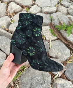 Vintage Womens DRIES VAN NOTEN Boots Heels Black Floral Ankle Booties Shoes 36 - Picture 1 of 12
