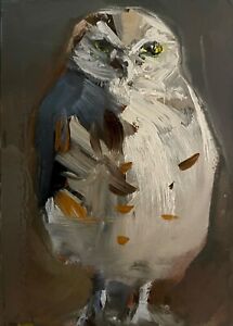 Original Oil Painting, ACEO, Miniature, Bird, Owl by Gary Bruton