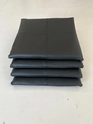 4 x echt Leder schwarz Sitzkissen Stuhlkissen Auflage Gel  40x40x3 cm Antirutsch - Bild 1 von 4