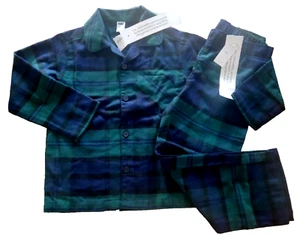 Old Navy NWT 2pc PJ Set 5y Soft Plaid Blue/Green Holiday button front, collar - Picture 1 of 2