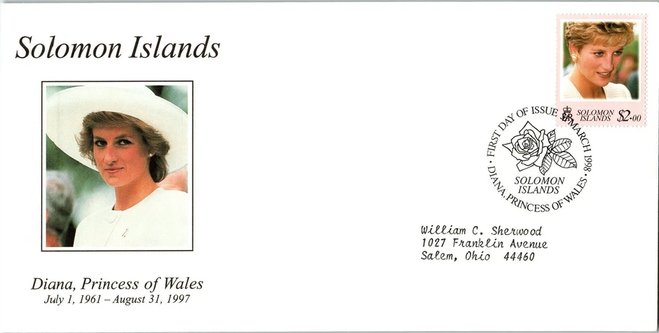 Princess Diana Memorial First Day Cover FDC - SOLOMON ISLANDS - SEE SCAN $$$ - Image 1 of 1