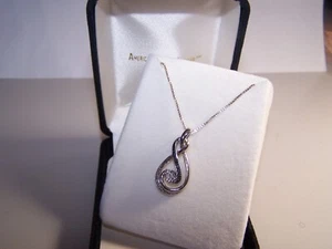 KAY JEWELERS BLUE & WHITE DIAMONDS DOUBLE TWIST STERLING SILVER NECKLACE - Picture 1 of 8