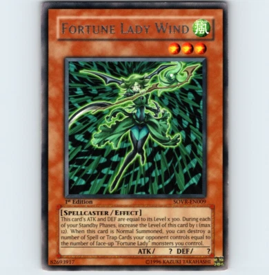 Yugioh Fortune Lady Wind SOVR-EN009 1st Edition Rare - NM - Image 1 of 2