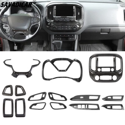 15x Kit de molduras de cubierta de panel de tablero de consola central de madera negra para Chevy Colorado 2014+ Foto 1 de 4