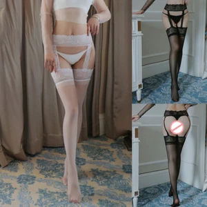 Sexy Womens Lace Garter Belt Thigh-Highs Stockings Set Pantyhose Hosiery✔ - Picture 1 of 14