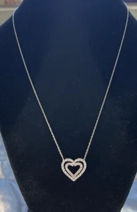 PAJ Sterling Silver Heart Pendant Necklace 925 CZ - Picture 1 of 9