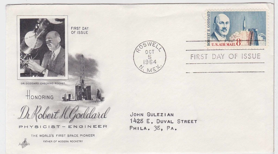 TurtlesTradingPost- Robert Goddard Airmail #C69- 1964 FDC Artcraft Cachet - Image 1 of 1