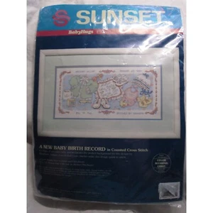 NUOVO Sunset BabyHugs preziosi ricordi record di nascita bambino punto croce contato! - Foto 1 di 4