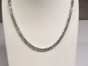14k White Gold 22" Solid Byzantine Square Super  4mm 62 grams Chain/necklace - Picture 1 of 11