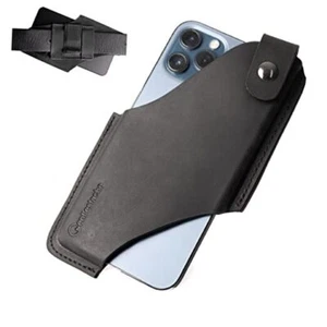 Leather Cell Phone Holster with Belt Clip,Leather Phone Pouch for Large Black - Picture 1 of 7